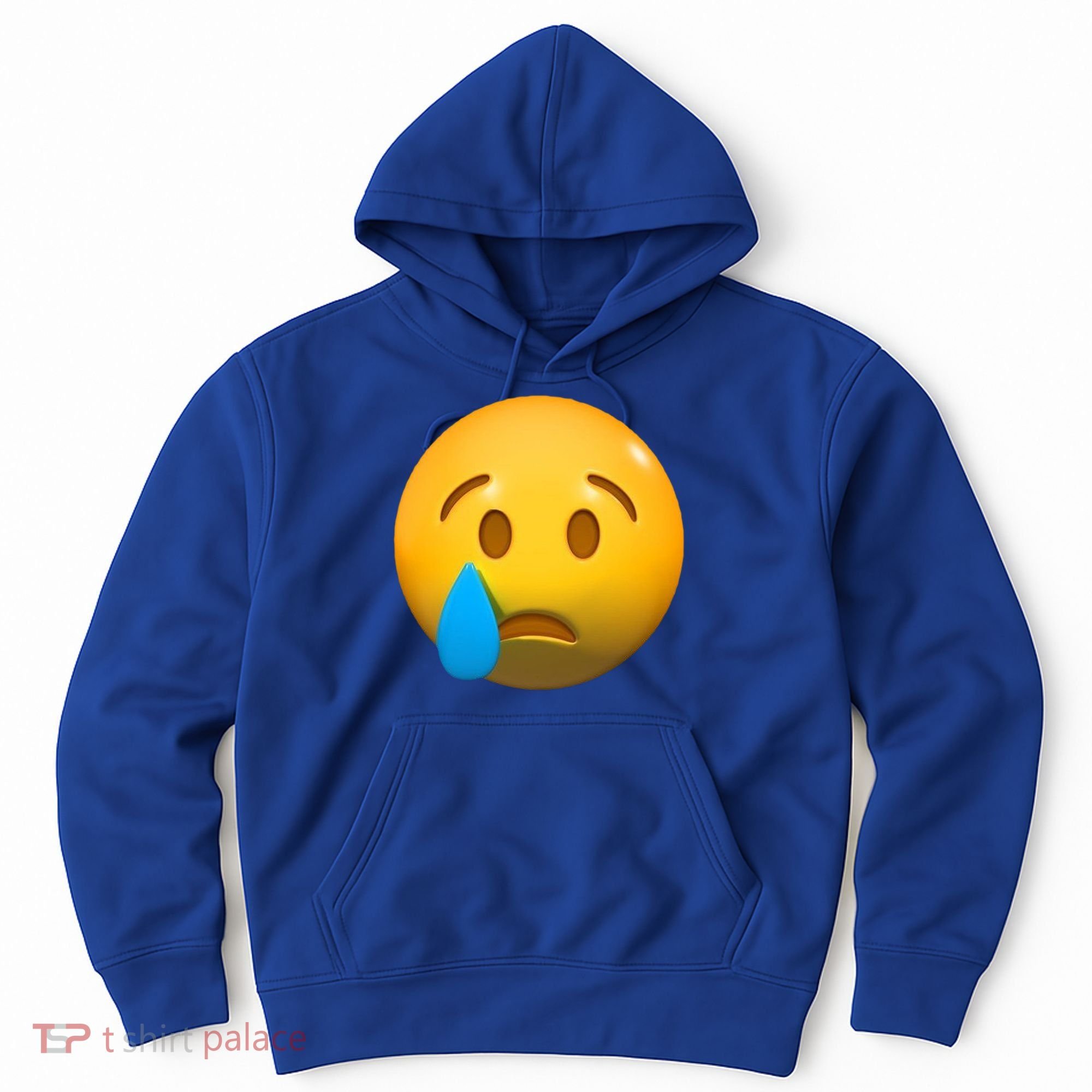 Sad Face Emoji Crying Tear Drop Hoodie