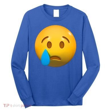 Sad Face Emoji Crying Tear Drop Long Sleeve Shirt