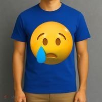Sad Face Emoji Crying Tear Drop T-Shirt thumb 3