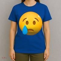 Sad Face Emoji Crying Tear Drop T-Shirt thumb 4