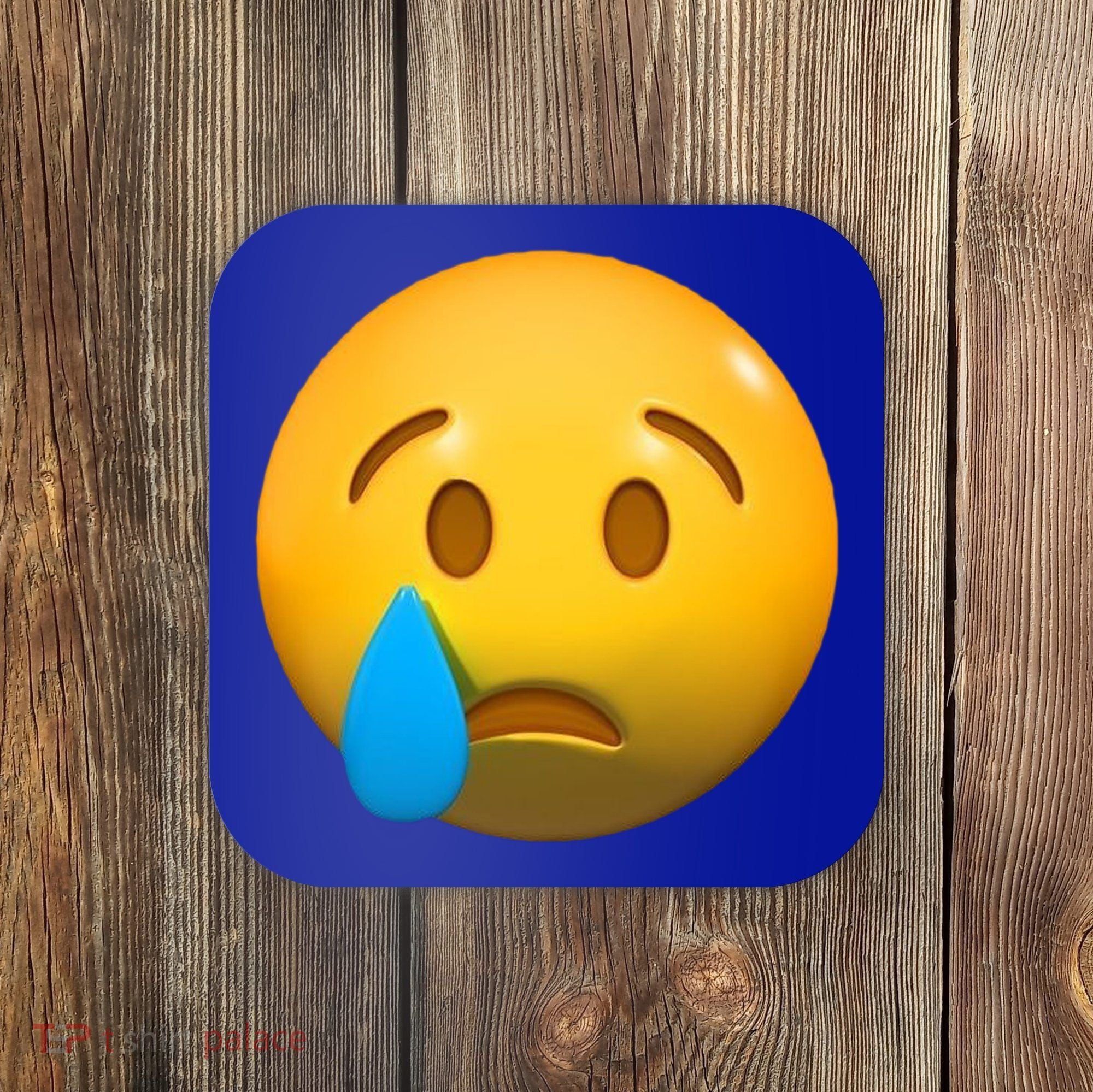 Sad Face Emoji Crying Tear Drop Coaster
