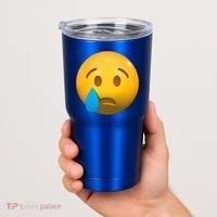 Sad Face Emoji Crying Tear Drop Tumbler thumb 2