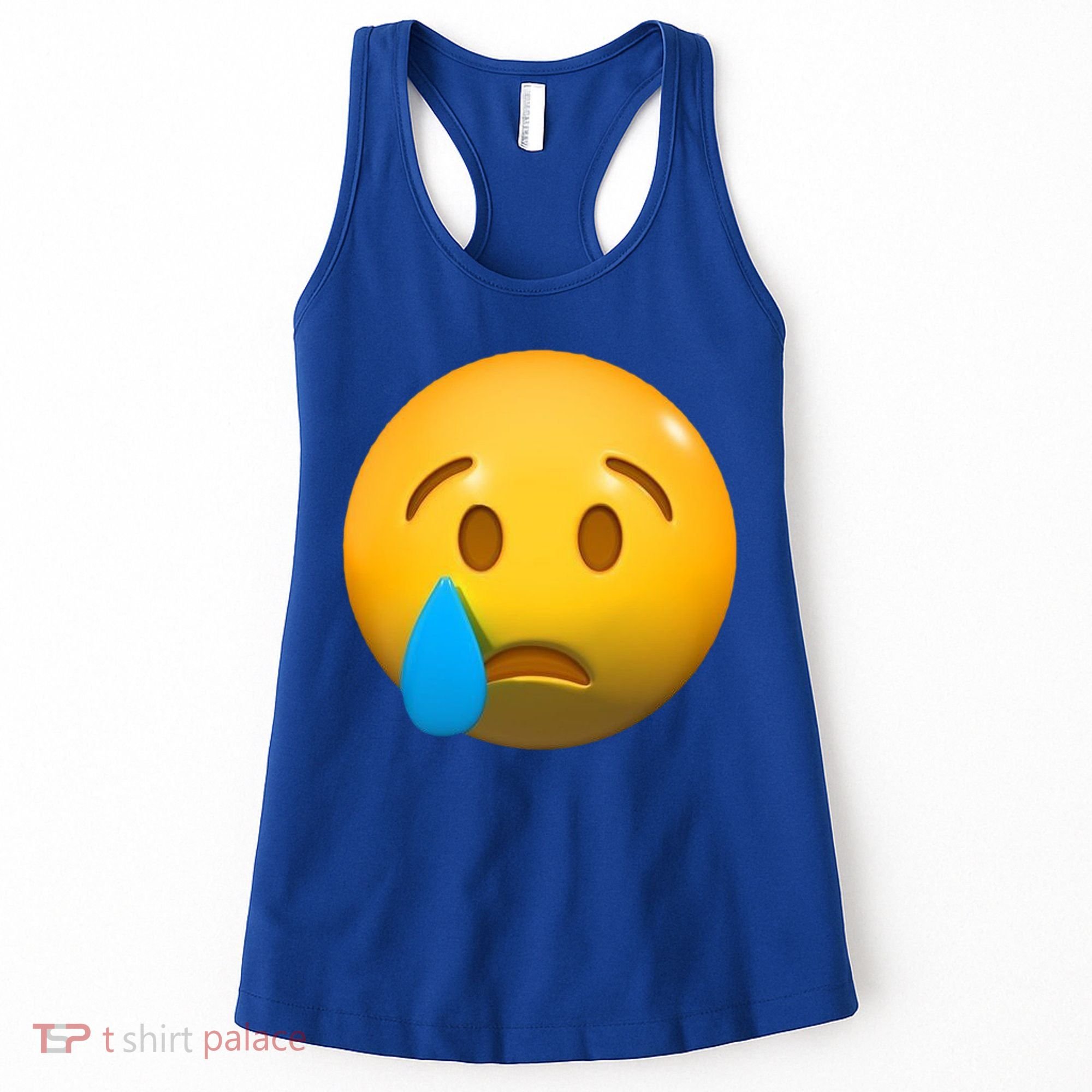 Sad Face Emoji Crying Tear Drop Women's Tank Top