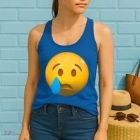 Sad Face Emoji Crying Tear Drop Women's Tank Top thumb 2