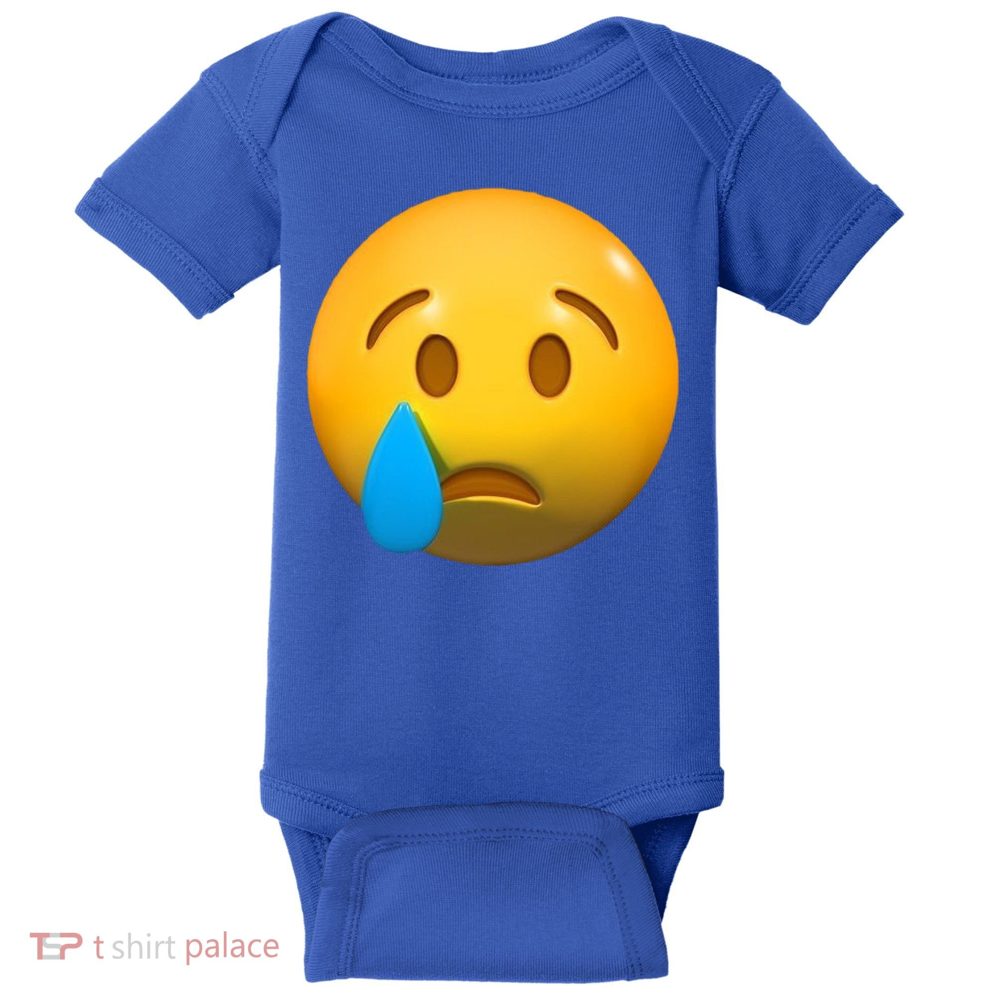 Sad Face Emoji Crying Tear Drop Baby Bodysuit