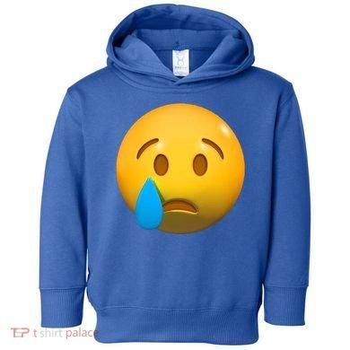 Sad Face Emoji Crying Tear Drop Toddler Hoodie