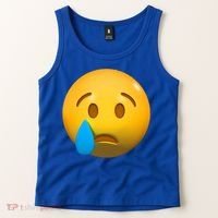 Sad Face Emoji Crying Tear Drop Tank Top thumb 2