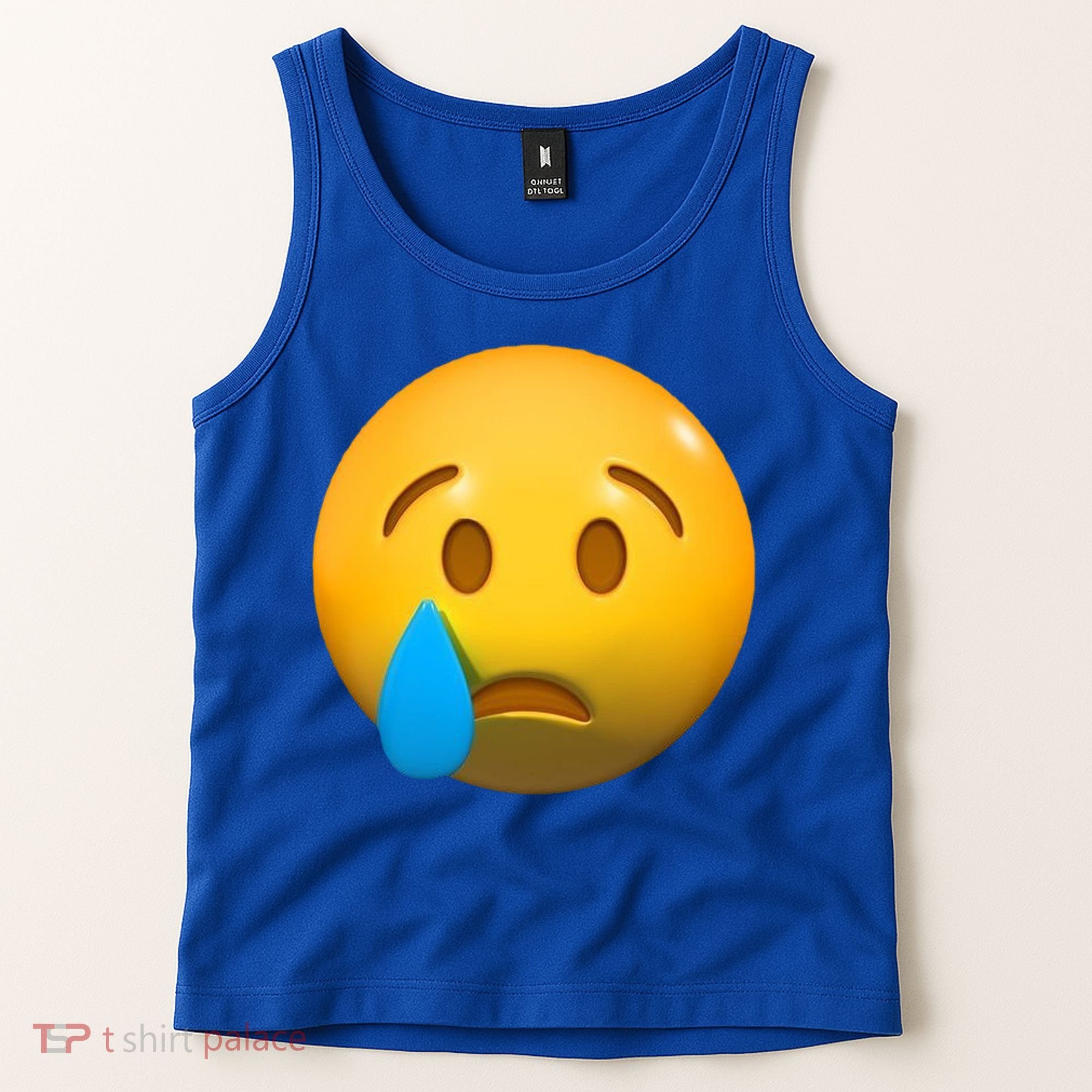 Sad Face Emoji Crying Tear Drop Tank Top