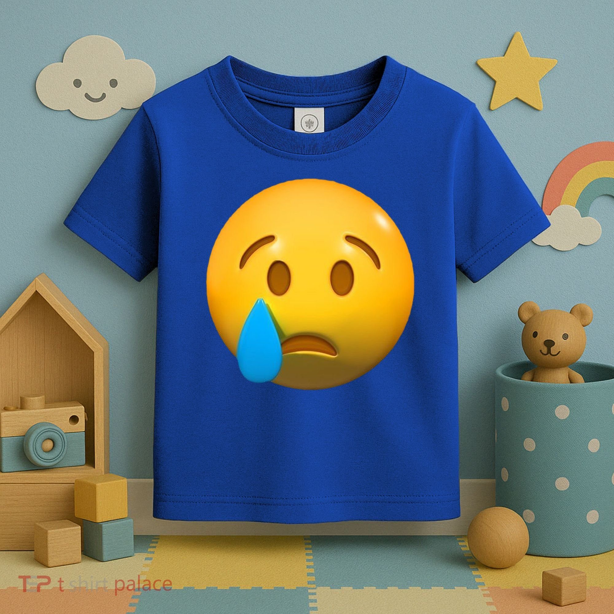 Sad Face Emoji Crying Tear Drop Toddler T-Shirt