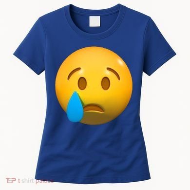 Sad Face Emoji Crying Tear Drop Women's T-Shirt