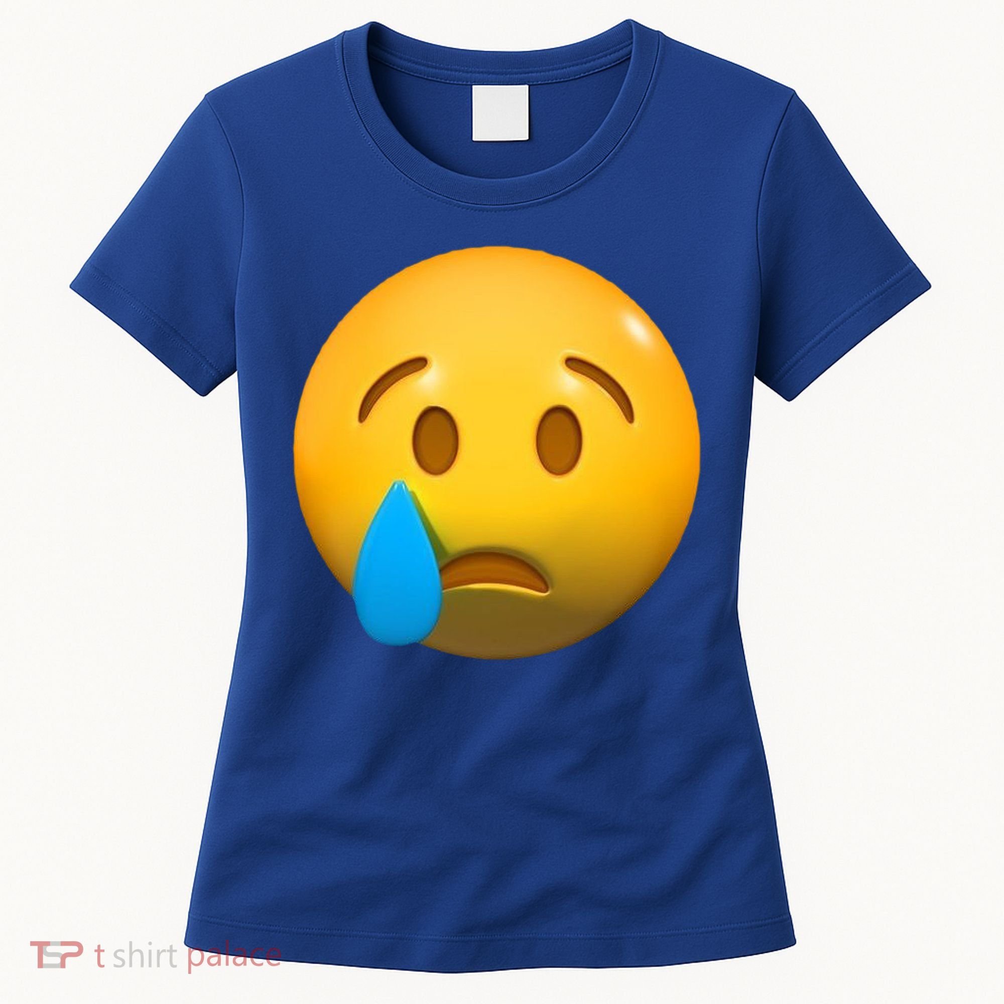 Sad Face Emoji Crying Tear Drop Women's T-Shirt