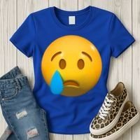 Sad Face Emoji Crying Tear Drop Women's T-Shirt thumb 3