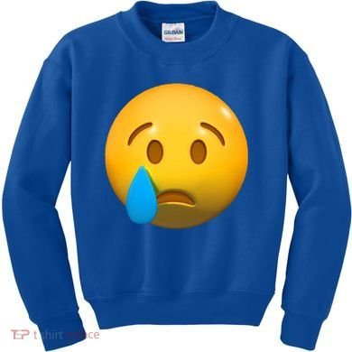 Sad Face Emoji Crying Tear Drop Kids Sweatshirt