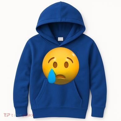 Sad Face Emoji Crying Tear Drop Kids Hoodie