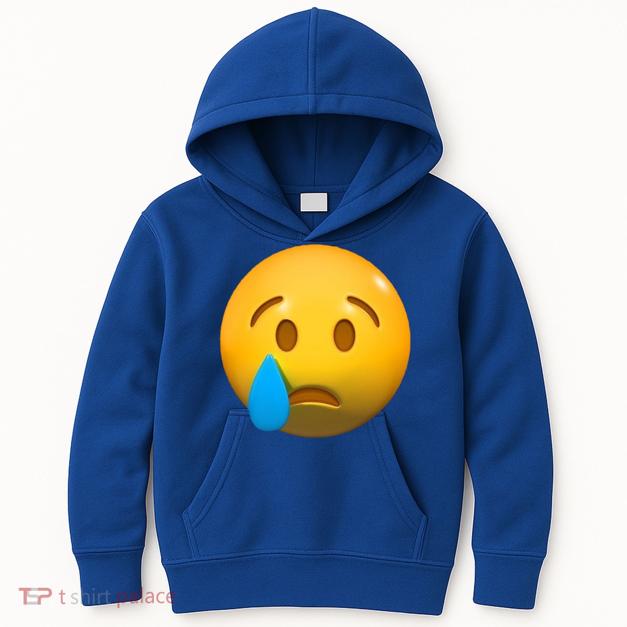 Sad Face Emoji Crying Tear Drop Kids Hoodie