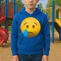 Sad Face Emoji Crying Tear Drop Kids Hoodie thumb 2