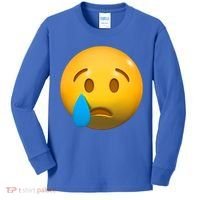Sad Face Emoji Crying Tear Drop Kids Long Sleeve Shirt thumb 0