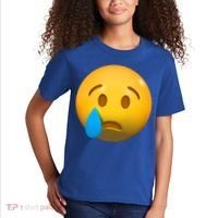 Sad Face Emoji Crying Tear Drop Kids T-Shirt thumb 2