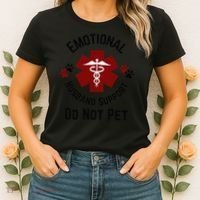 Sarcastic Funny Emotional Husband Support Do Not Pet Funny Women's T-Shirt thumb 2
