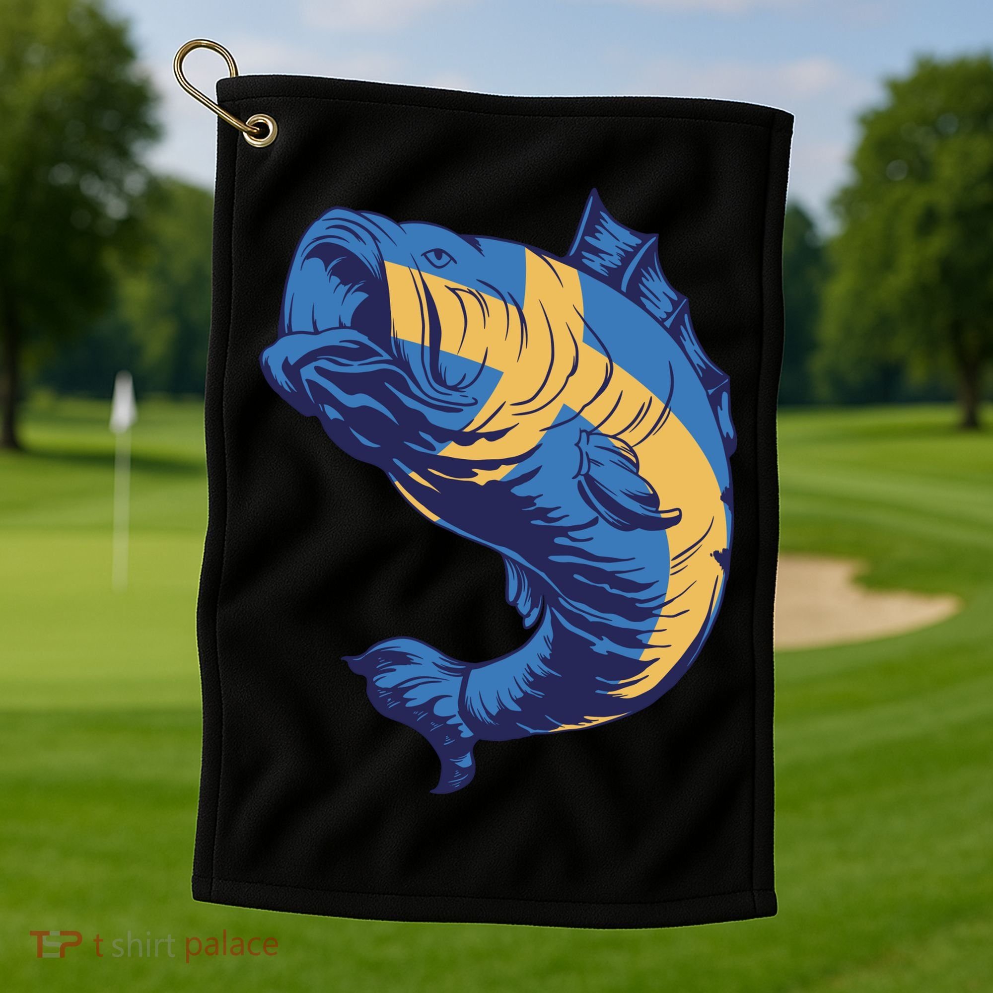 Swedish Flag Fish Golf Towel