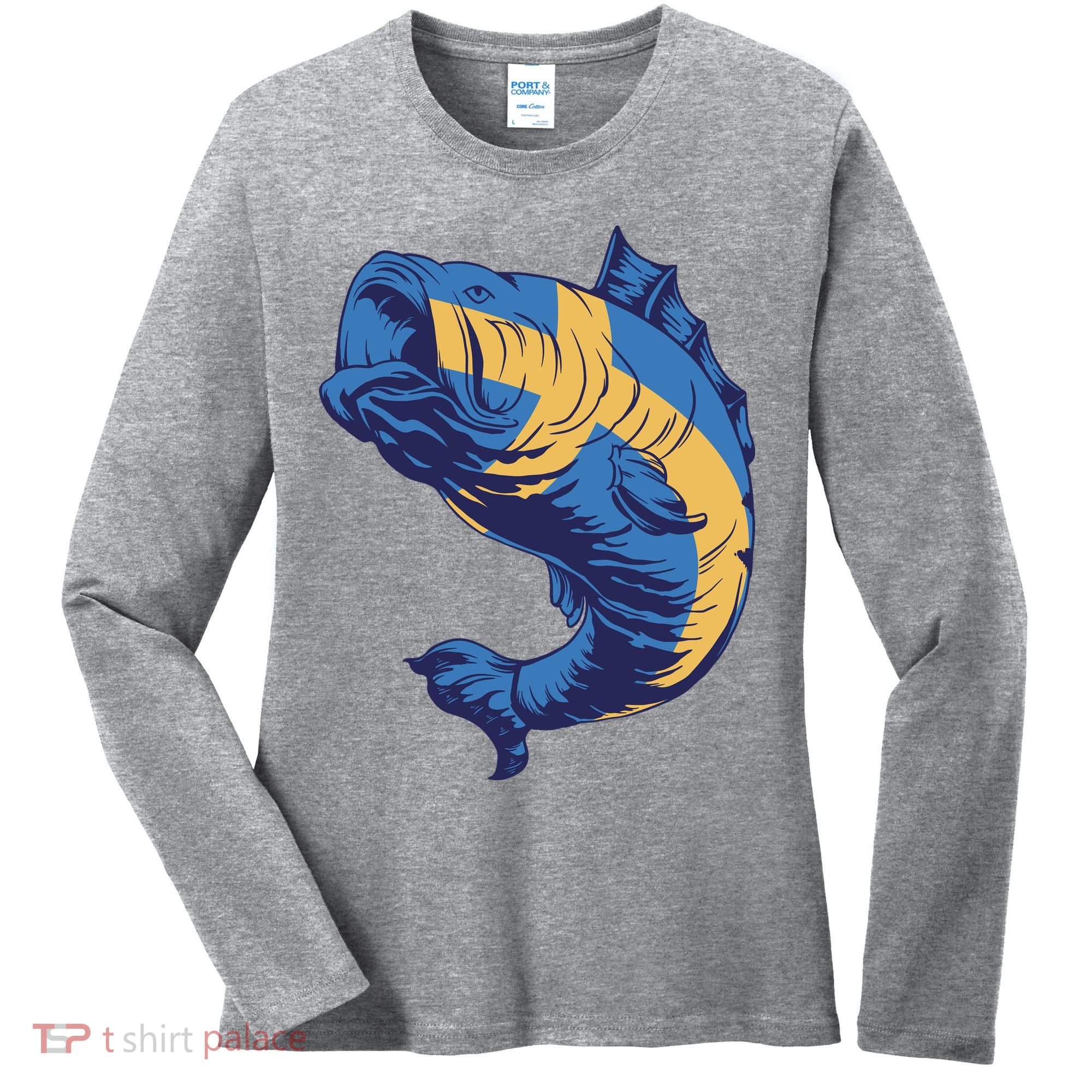 Swedish Flag Fish Women's Long Sleeve Shirt