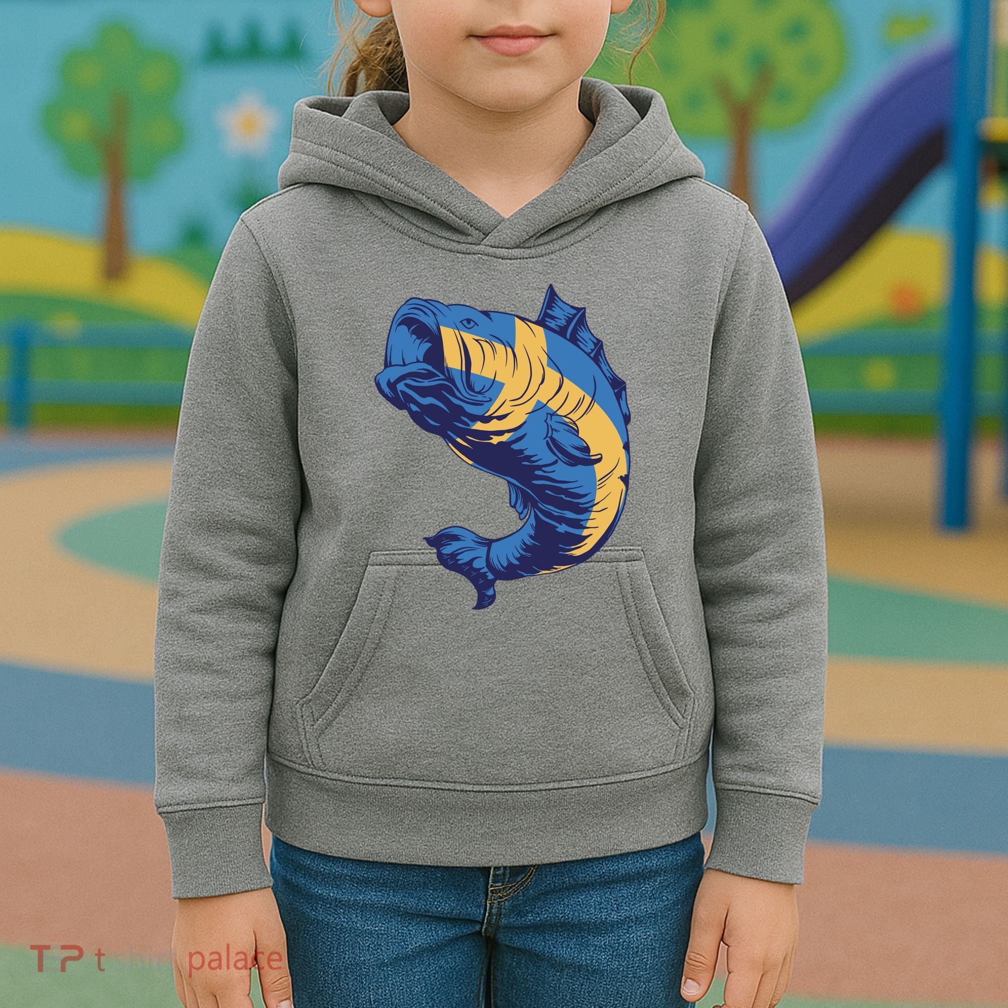 Swedish Flag Fish Kids Hoodie