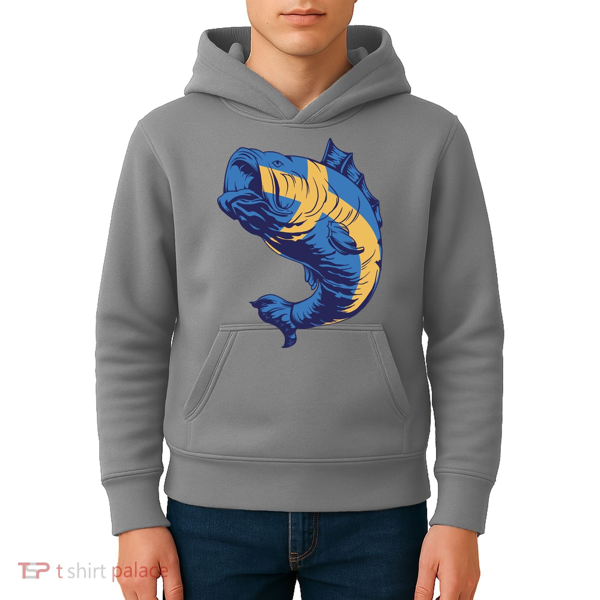 Swedish Flag Fish Kids Hoodie