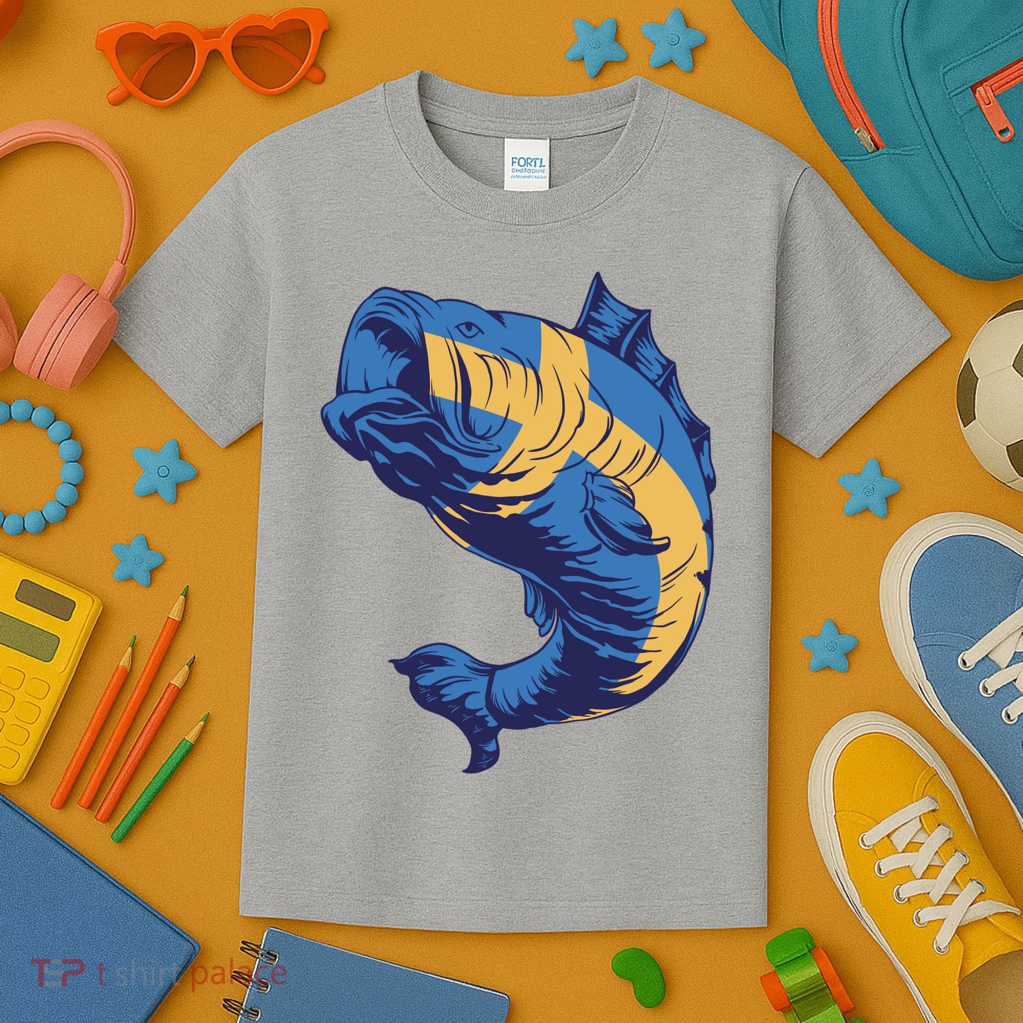 Swedish Flag Fish Kids T-Shirt