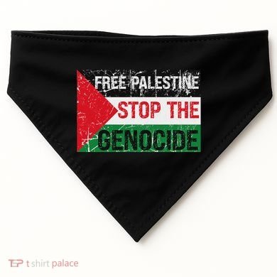 Supporting Freedom Free Palestine Stop The Genocide USA-Made Doggie Bandana