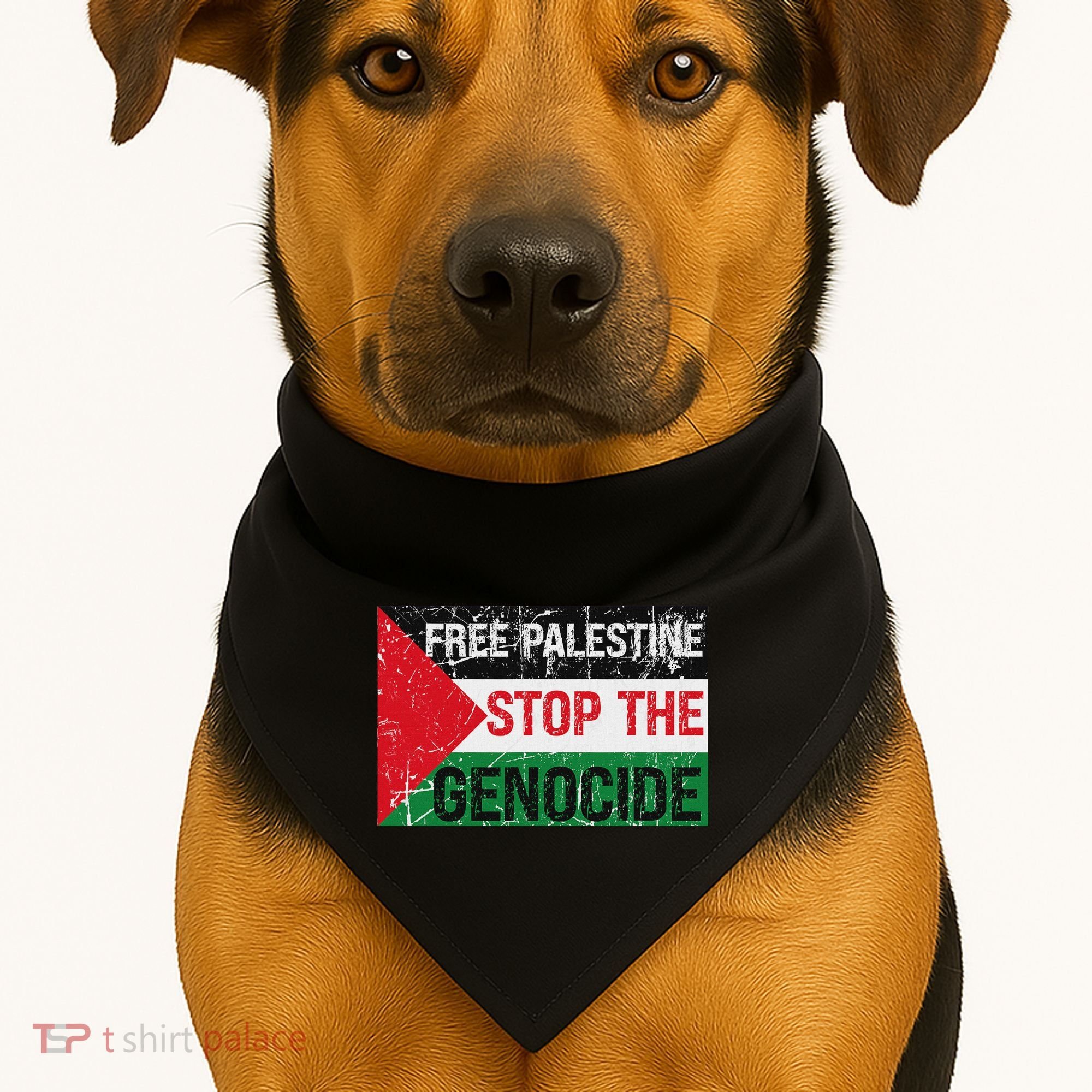 Supporting Freedom Free Palestine Stop The Genocide USA-Made Doggie Bandana