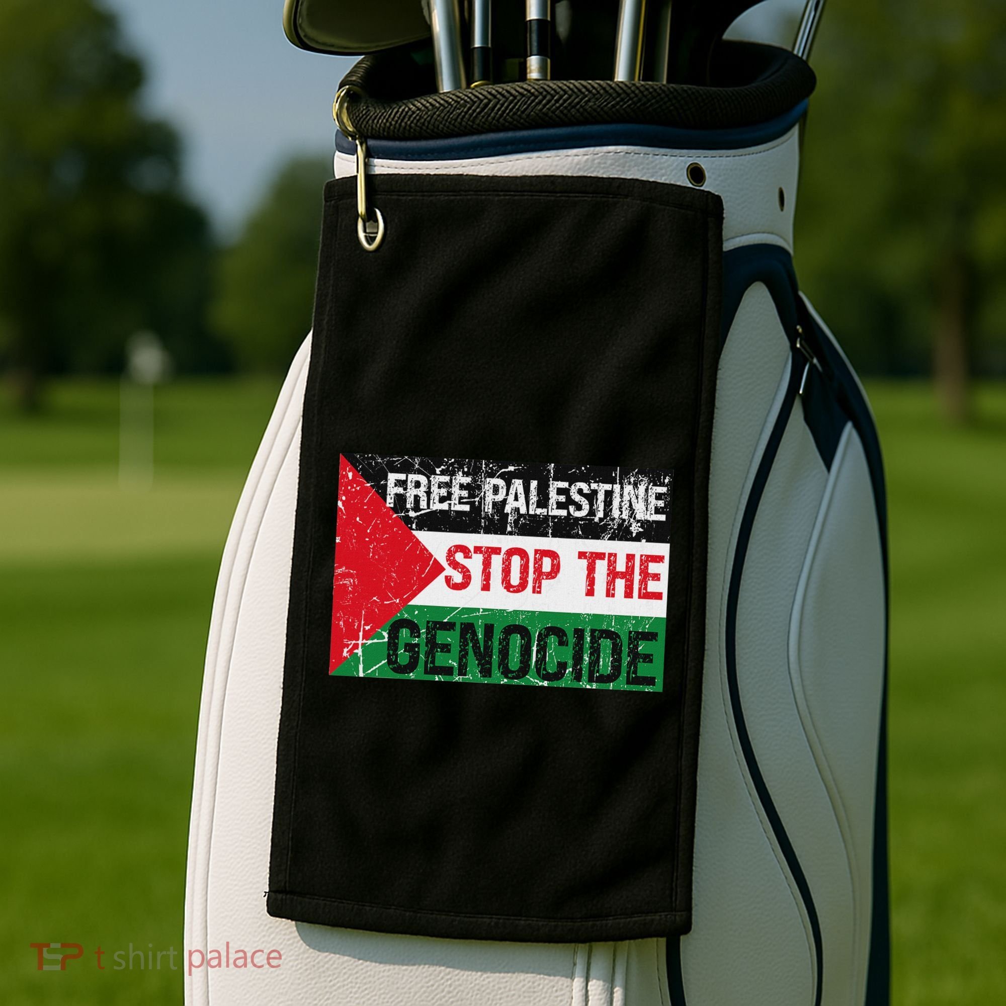Supporting Freedom Free Palestine Stop The Genocide Golf Towel