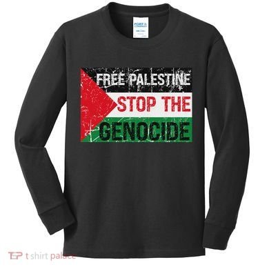 Supporting Freedom Free Palestine Stop The Genocide Kids Long Sleeve Shirt