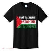 Supporting Freedom Free Palestine Stop The Genocide Kids T-Shirt thumb 0