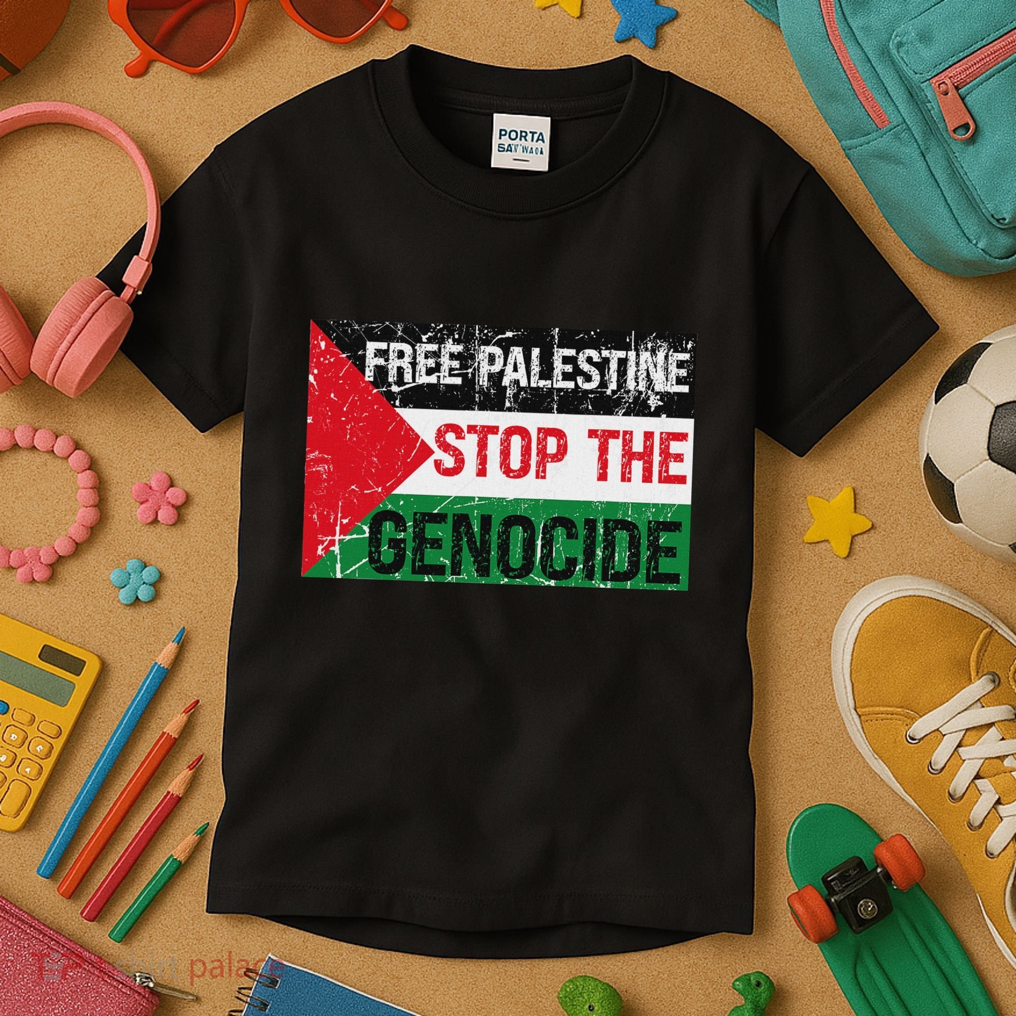 Supporting Freedom Free Palestine Stop The Genocide Kids T-Shirt