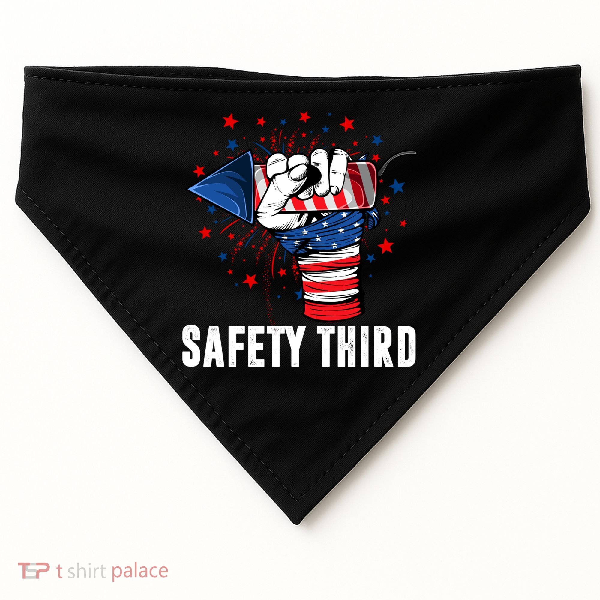Sarcastic Fireworks Firecrackers 4th Of July Safety Third Gift USA-Made Doggie Bandana