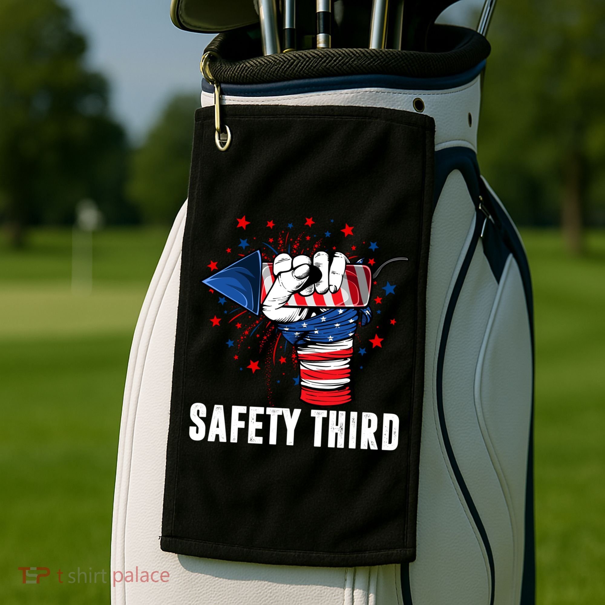 Sarcastic Fireworks Firecrackers 4th Of July Safety Third Gift Golf Towel