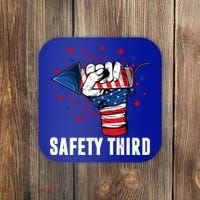 Sarcastic Fireworks Firecrackers 4th Of July Safety Third Gift Coaster thumb 0