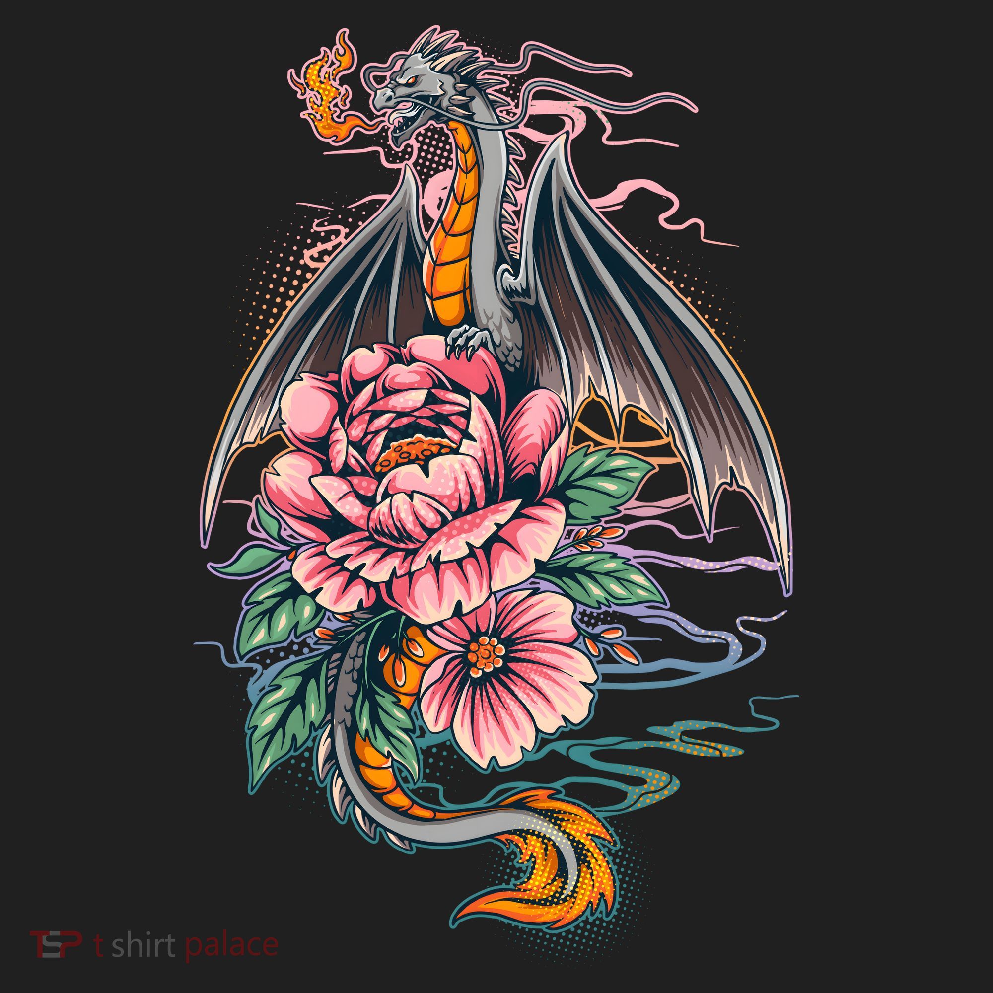 Springtime Floral Fire Dragon Women's Sweatshirt