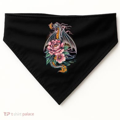 Springtime Floral Fire Dragon USA-Made Doggie Bandana