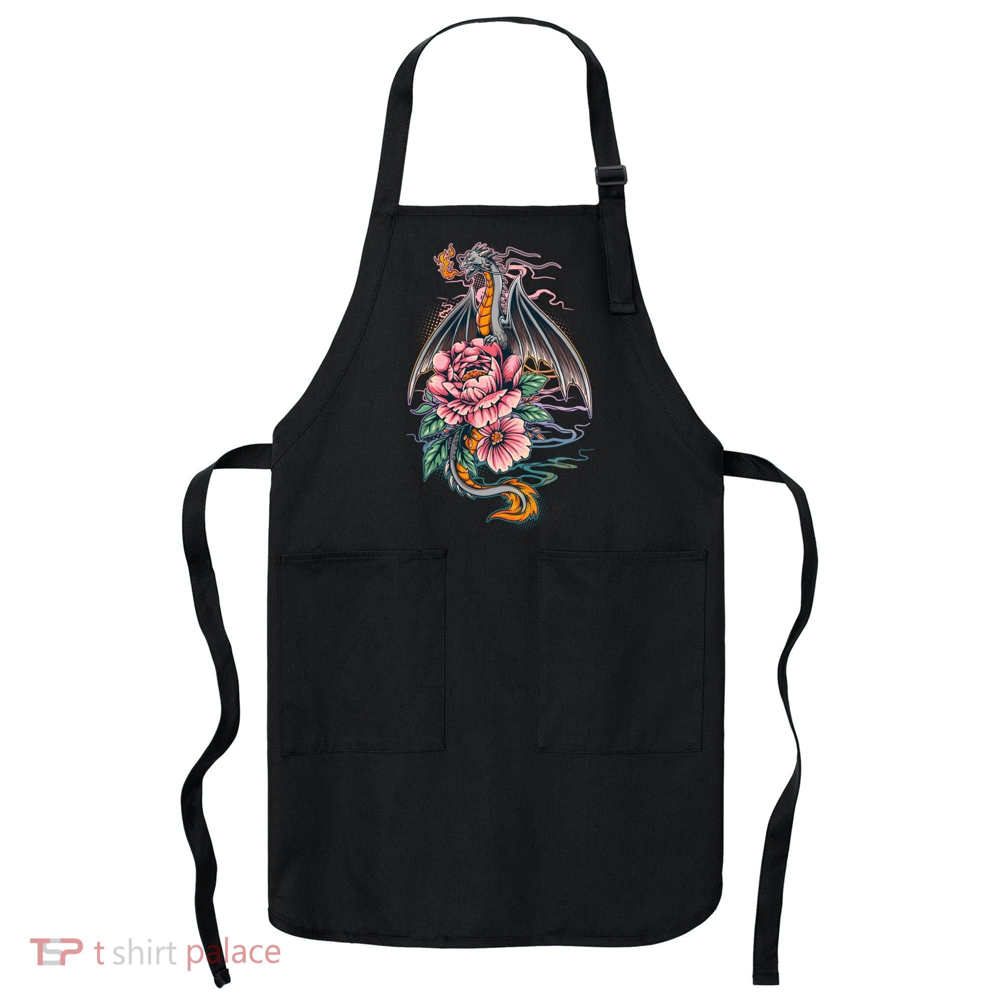 Springtime Floral Fire Dragon Apron