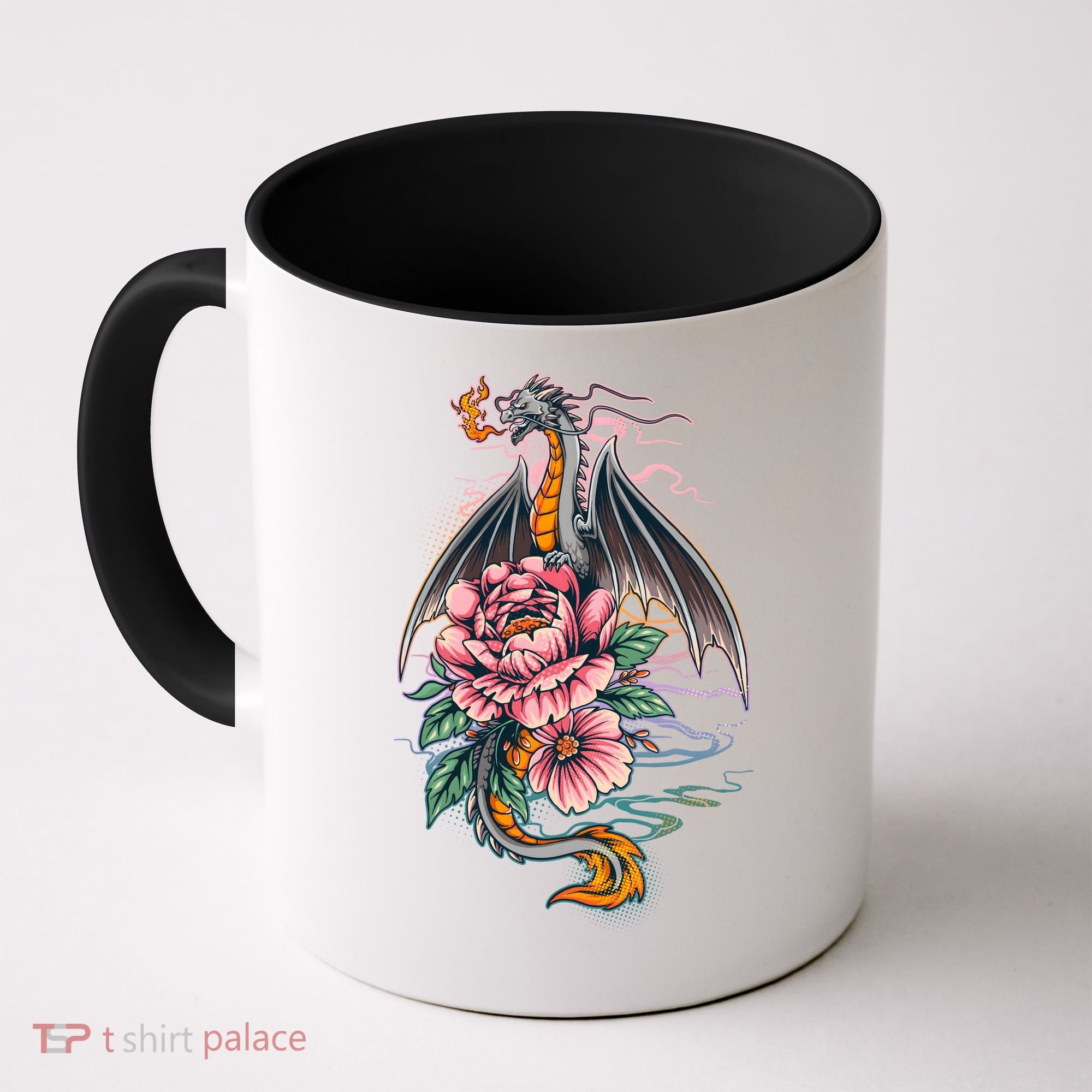 Springtime Floral Fire Dragon Coffee Mug