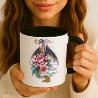 Springtime Floral Fire Dragon Coffee Mug thumb 3
