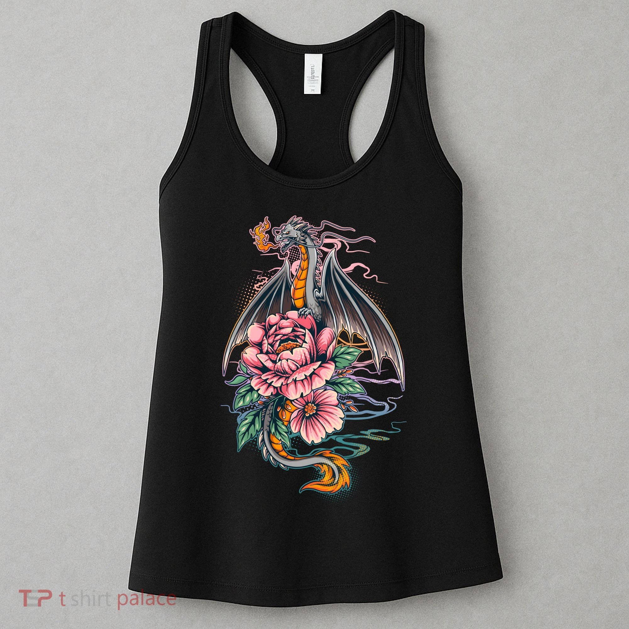Springtime Floral Fire Dragon Women's Tank Top