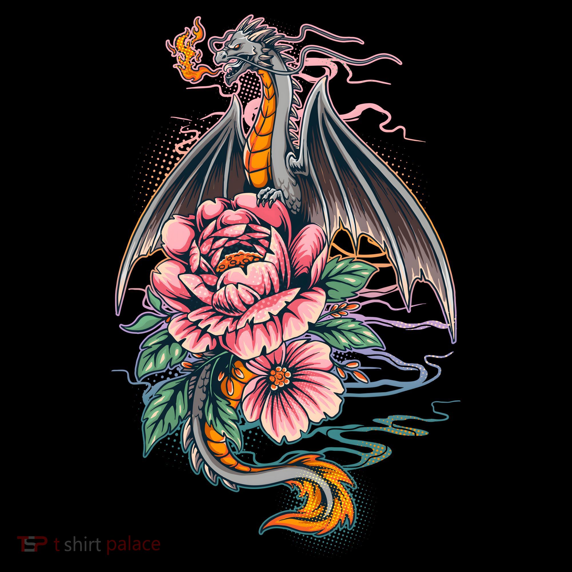Springtime Floral Fire Dragon Women's Tank Top