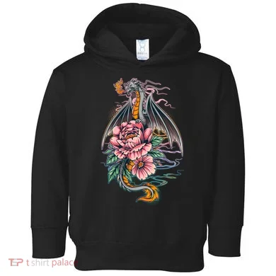 Springtime Floral Fire Dragon Toddler Hoodie
