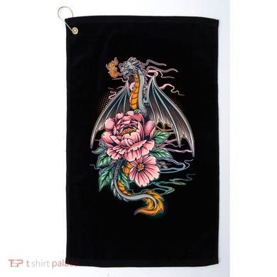 Springtime Floral Fire Dragon Golf Towel