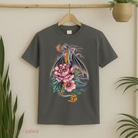 Springtime Floral Fire Dragon T-Shirt thumb 2