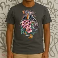 Springtime Floral Fire Dragon T-Shirt thumb 3