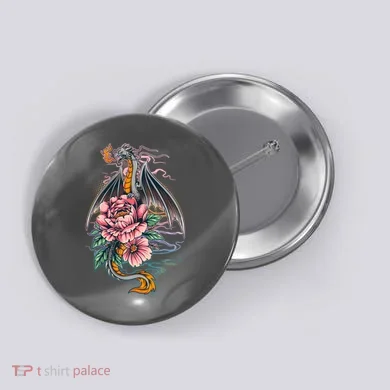 Springtime Floral Fire Dragon Button