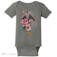 Springtime Floral Fire Dragon Baby Bodysuit thumb 0
